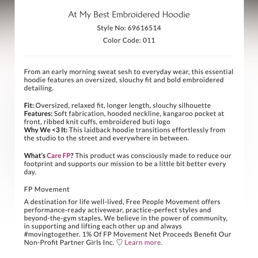 Free People FP Movement At My Best Embroidered Hoodie in Ivory - Picture 6 of 9